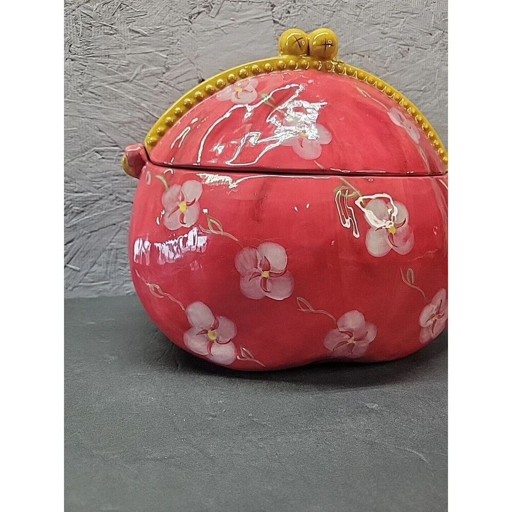 Certified International Cookie Jar Purse Shaped Floral Deb Collins‎